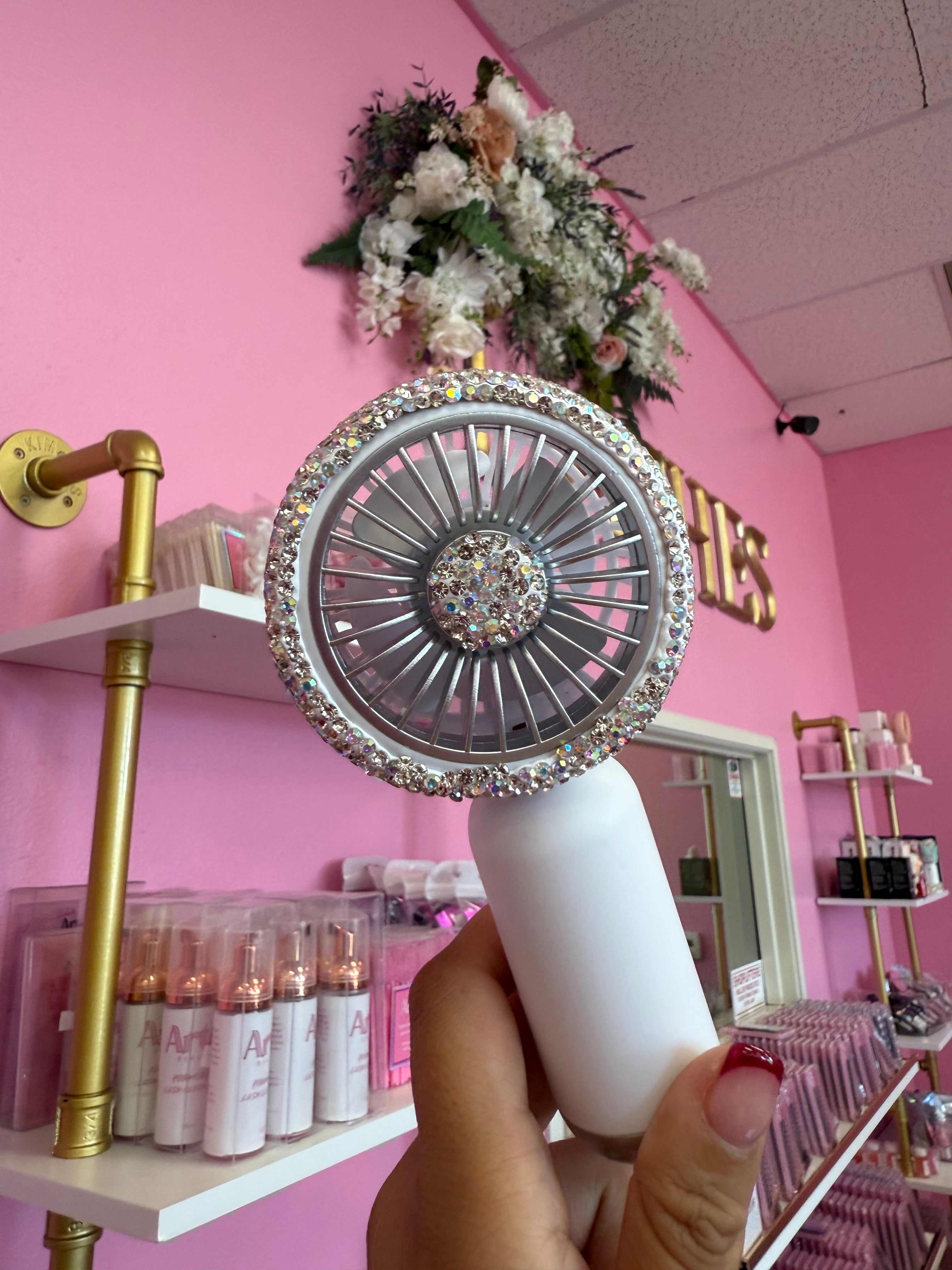 Handheld rhinestone fan