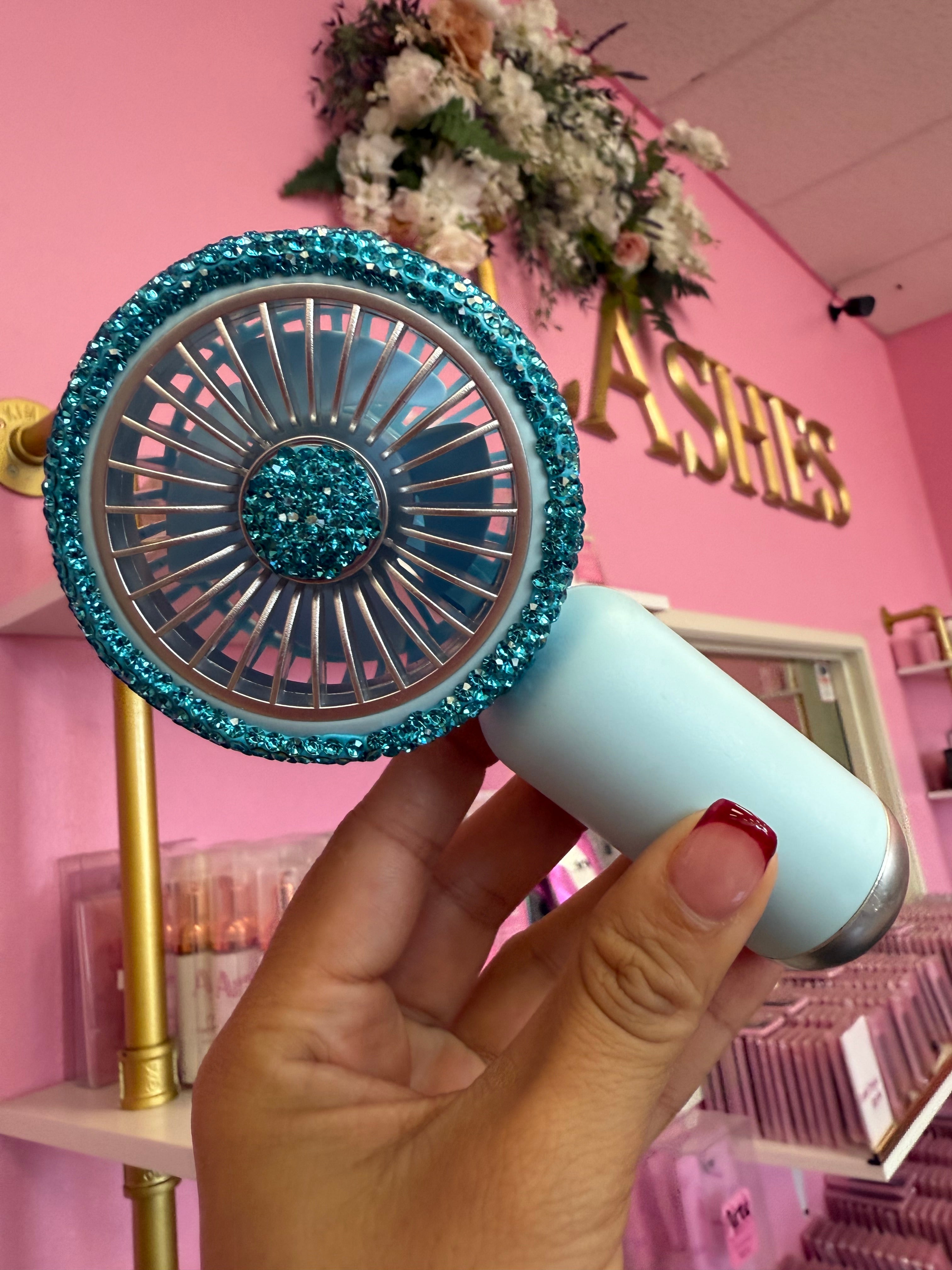 Handheld rhinestone fan