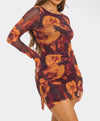 Mina (Floral print open back mini dress)
