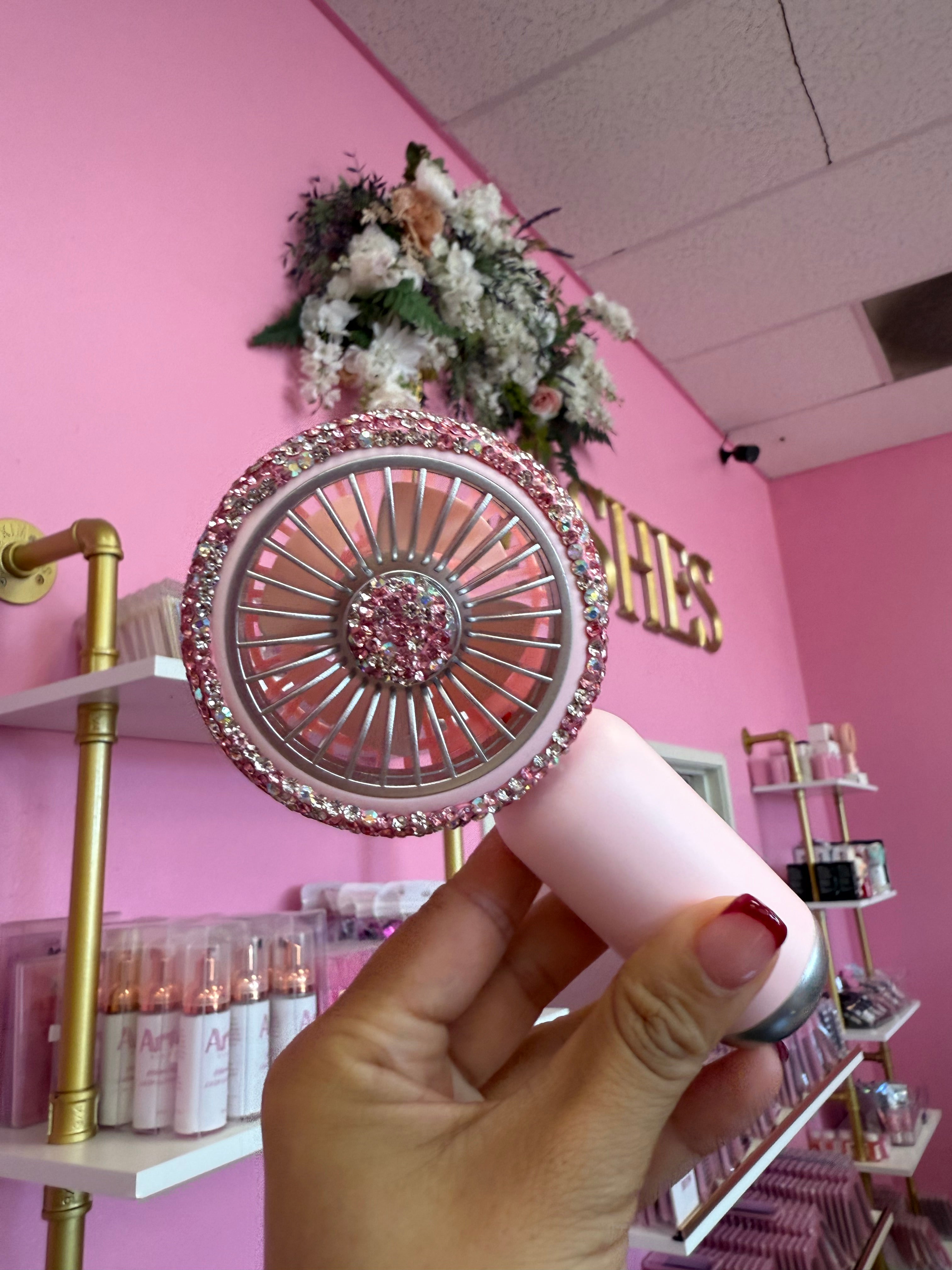 Handheld rhinestone fan