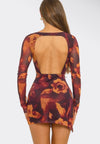 Mina (Floral print open back mini dress)