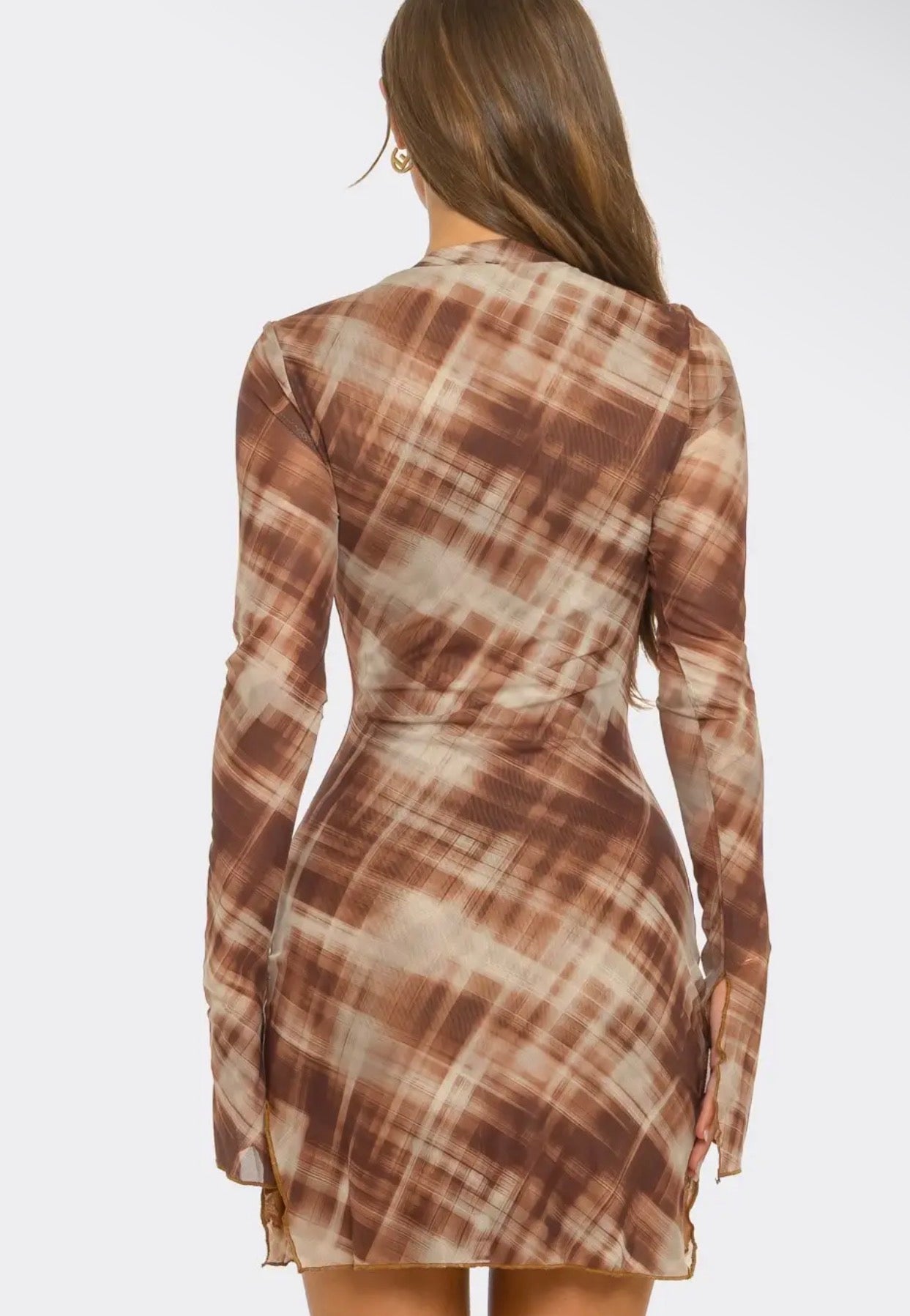 Mimi (long sleeve printed  mini dress)